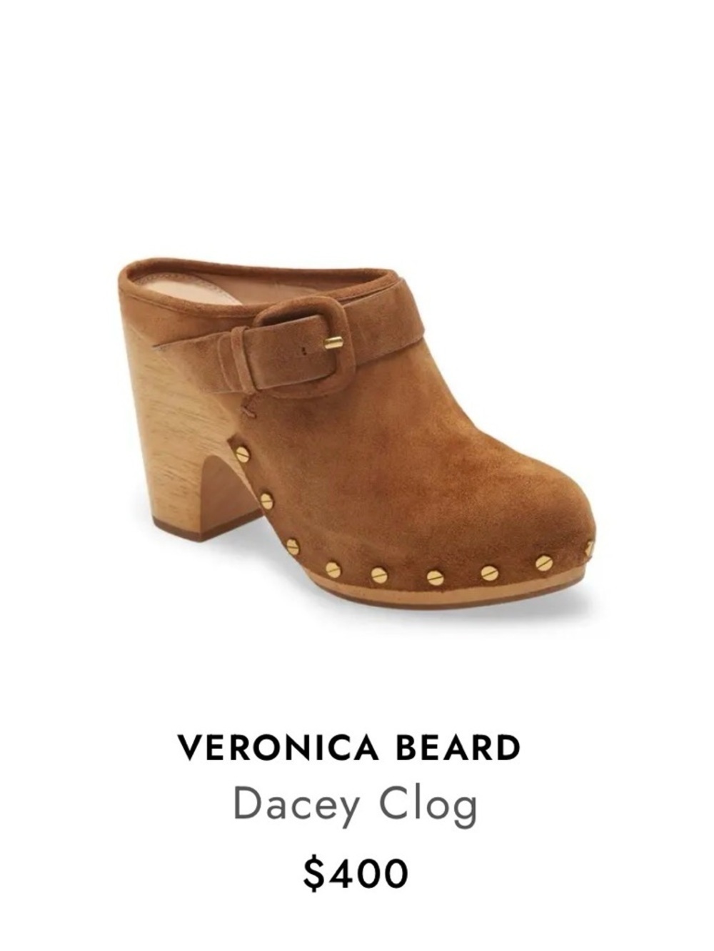 Veronica Beard Dacey Suede leather Clog Slip-On Mule Pecan Brown Size 6M
